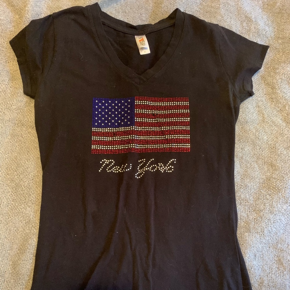 New York bedazzled fitted t-shirt